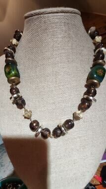 Vintage Venetian Millefiori Glass Bead Statement Necklace – 24" Hand-Wired Link
